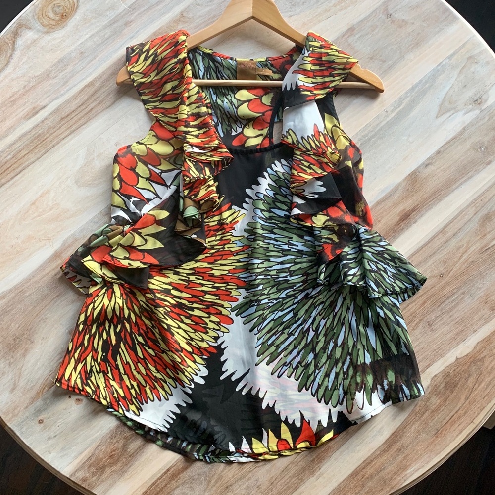 Ali Ro Multi-Color Silk Racerback Tank Top